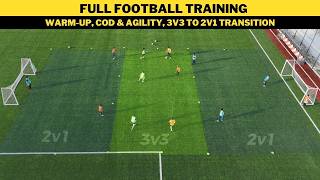 FULL FOOTBALL TRAINING | Warm-Up, COD & Agility, 3v3 to 2v1 Transition (U10-U12) Update