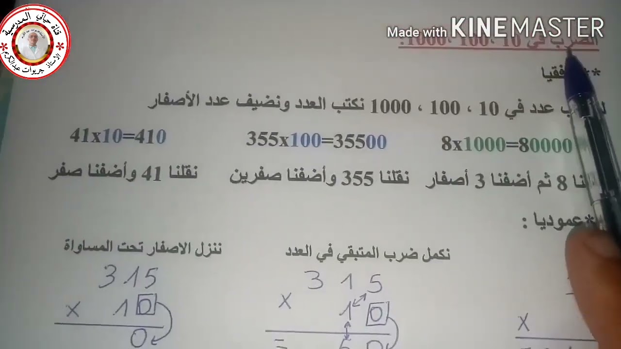 السنة الثالثة_  ملخص الرياضيات للفصل الثالث( دروس الضرب،  تحميل الملخصات مكتوبة في علبة الوصف)