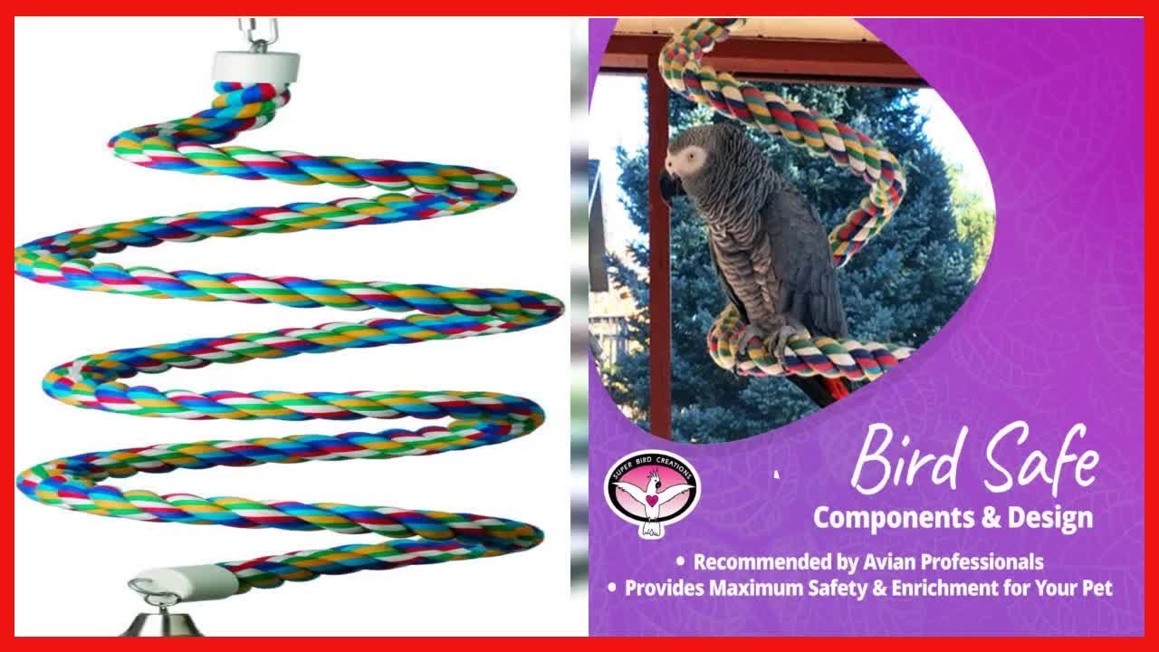 Super Bird Creations SB326 Colorful Cotton Bungee Rope Bird Toy with ...