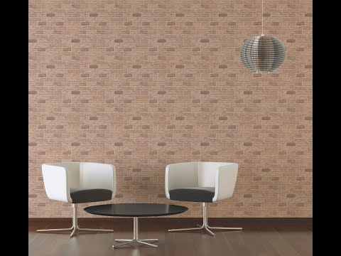 Паперові німецькі еко шпалери 779854, з цеглинками світло-коричневого кольору, стіна з цегляним муром у лофті, видео 3