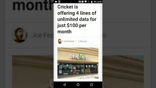 Cricket 4 lines $100 promotion
