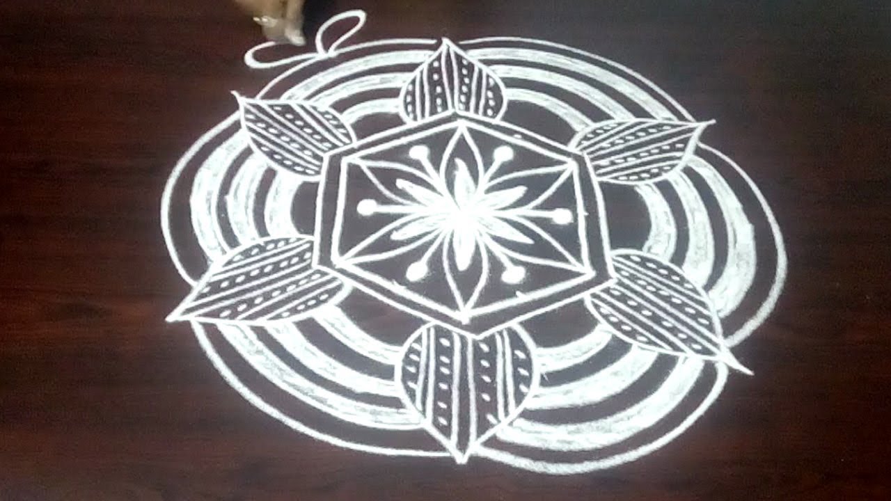 How To Draw Beautiful Creative Rangoli Kolam With Simple 5 X 3 Dots