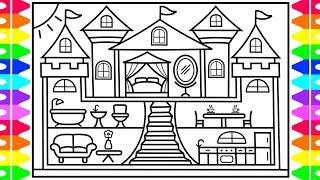 How to Draw a CASTLE for Kids 💜💖💛CASTLE Drawing for Kids | Castle Coloring Pages for Kids