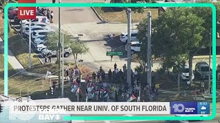 Pro-Palestinian protesters gather outside University of South Florida