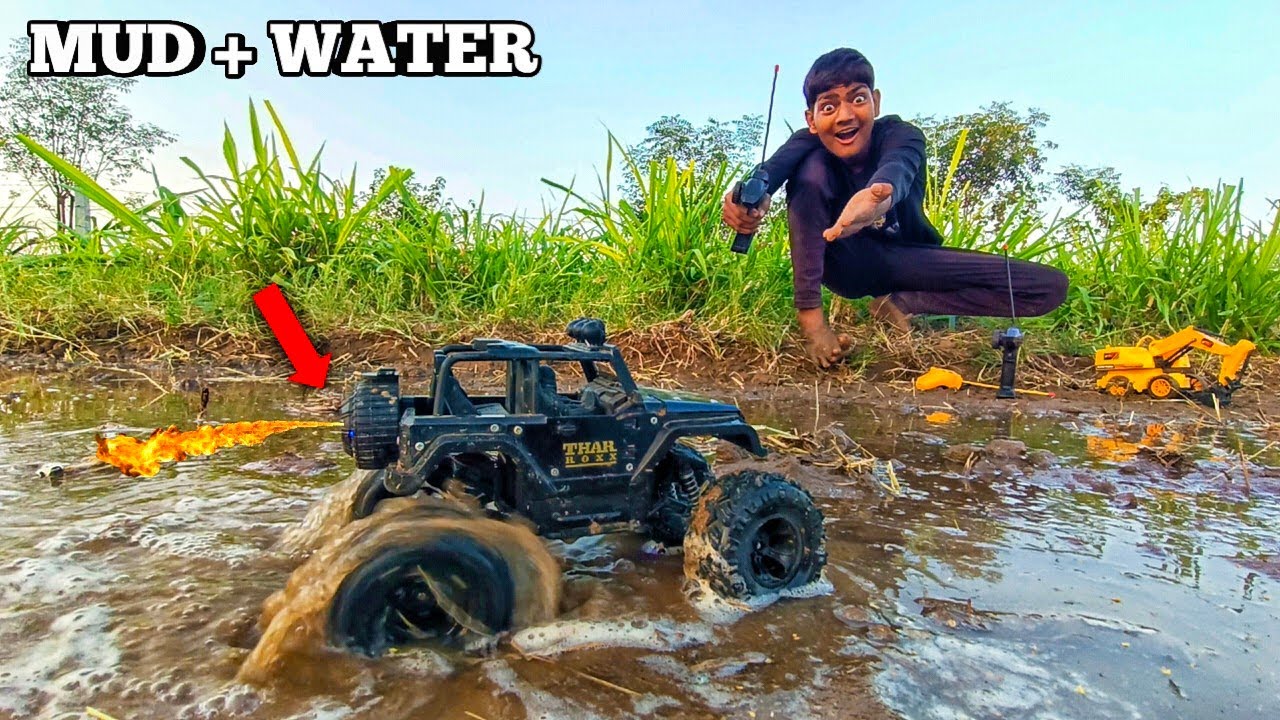 RC THAR MUD + WATER CRAZY CHALLENGE 💦🔥