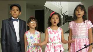 Video thumbnail of "Telling the world about His love - Alabanza Perfecta Kids Vocal Quartet"