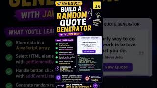 Build a Random Quote Generator with JavaScript #shorts #viral #youtubeshorts