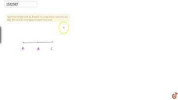 Take three collinear point `A ,\\ B` and `C\\ ` on a page of your note book. Join `A B ,\\ B C` ...