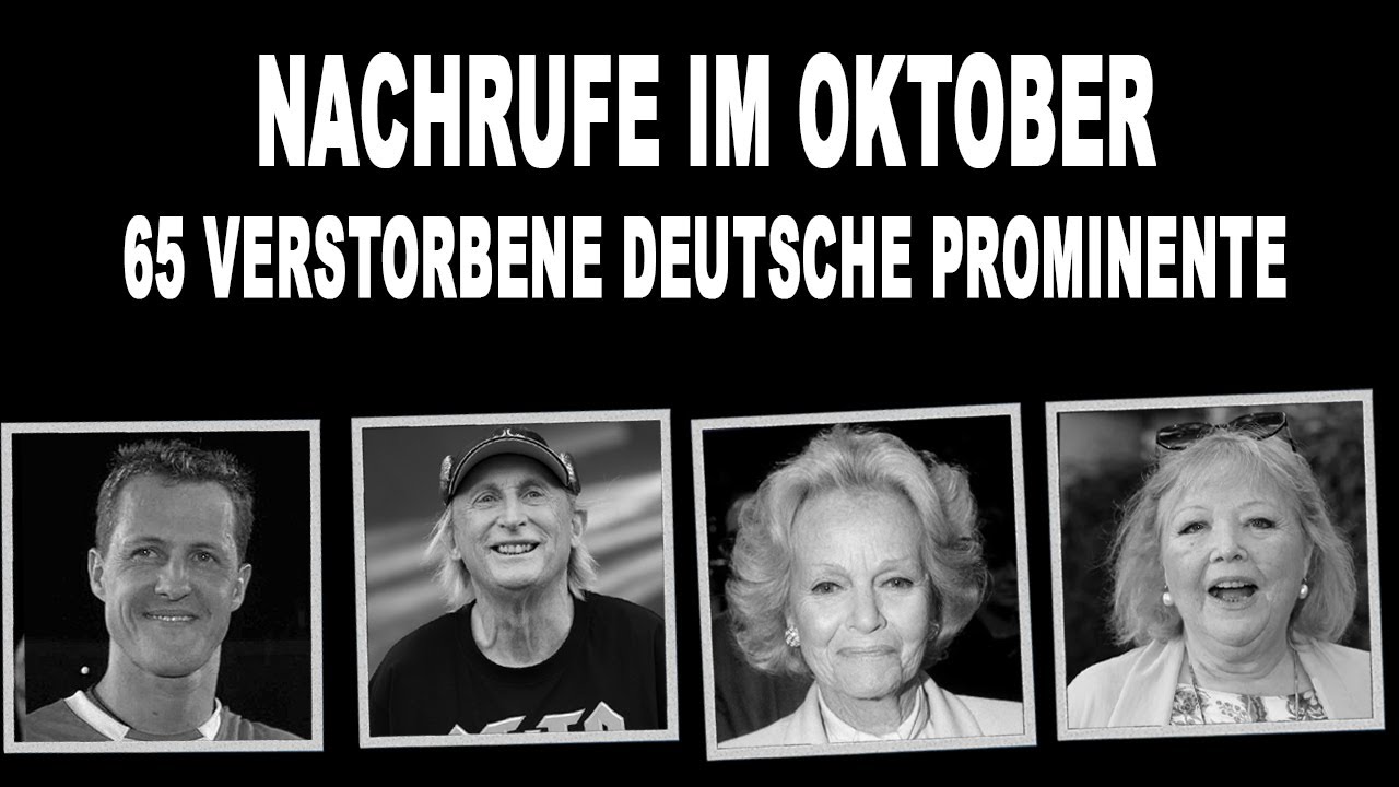 Nachrufe im Oktober: 65 bekannte deutsche Persönlichkeiten sind gestorben