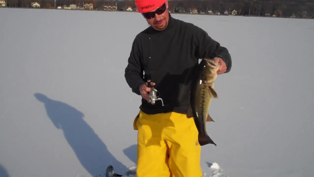 Ice fishing Saratoga lake-David Gonzalez catches a nice fish 