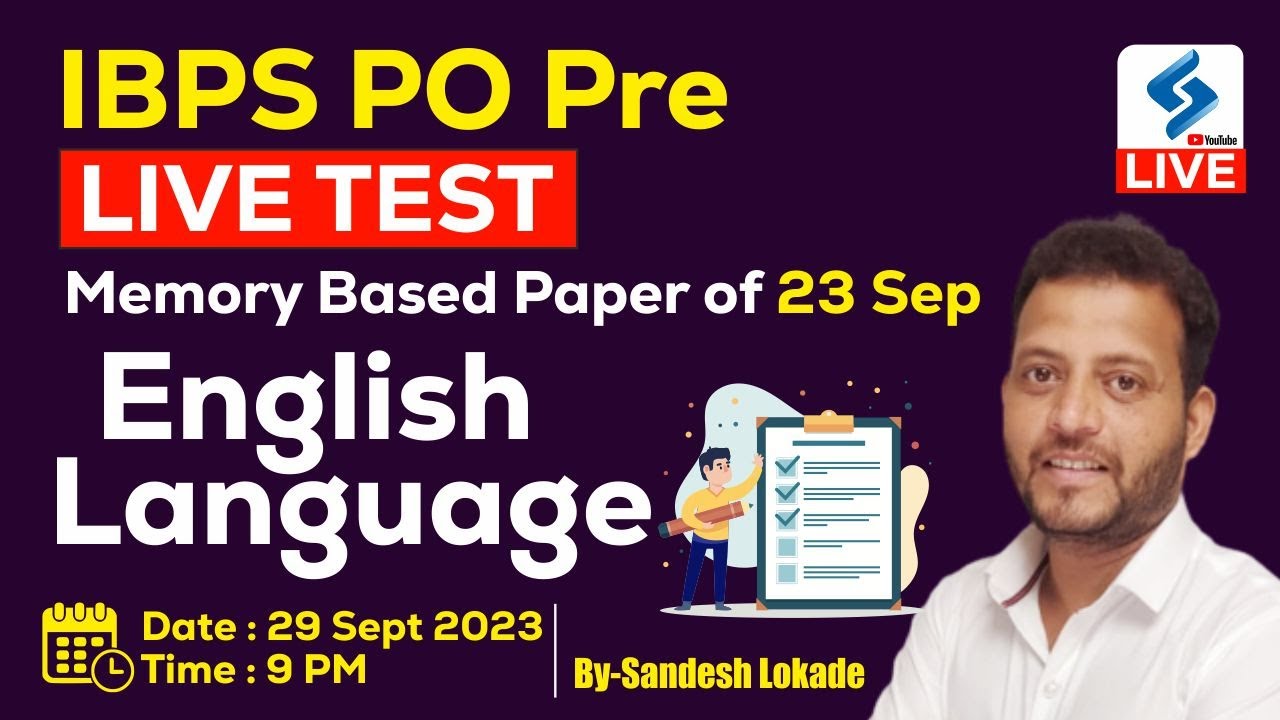 IBPS Po Pre Live Test || Memory Based Paper 2023 || By Sandesh Lokade ...
