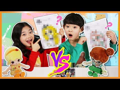 복불복 3가지 색 마커 뽑아 캐릭터 색칠하기 대결 ☆ 3 마커 챌린지 랜덤 색칠 도전 ☆ 꿈꾸는 요정 팅글리랑 나하은과 하은이랑 팅글리랑 3 markers challenge