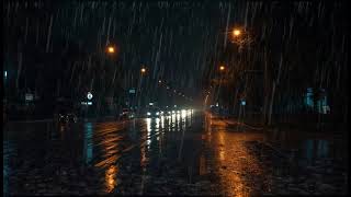 Heavy Rain on a Quiet Road at Night | Relaxing Rain Sounds for Deep Sleep