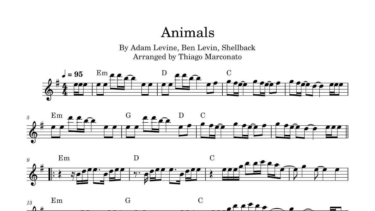 ANIMALS (Maroon 5) Lead sheet YouTube