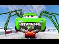 P2 Lightning McQueen: SPIDER-MACK HORROR! Police Chase & Monster Base | Coffin Dance Song Meme