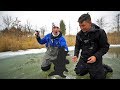 That's NOT a bass! (surprise while pond ice fishing)