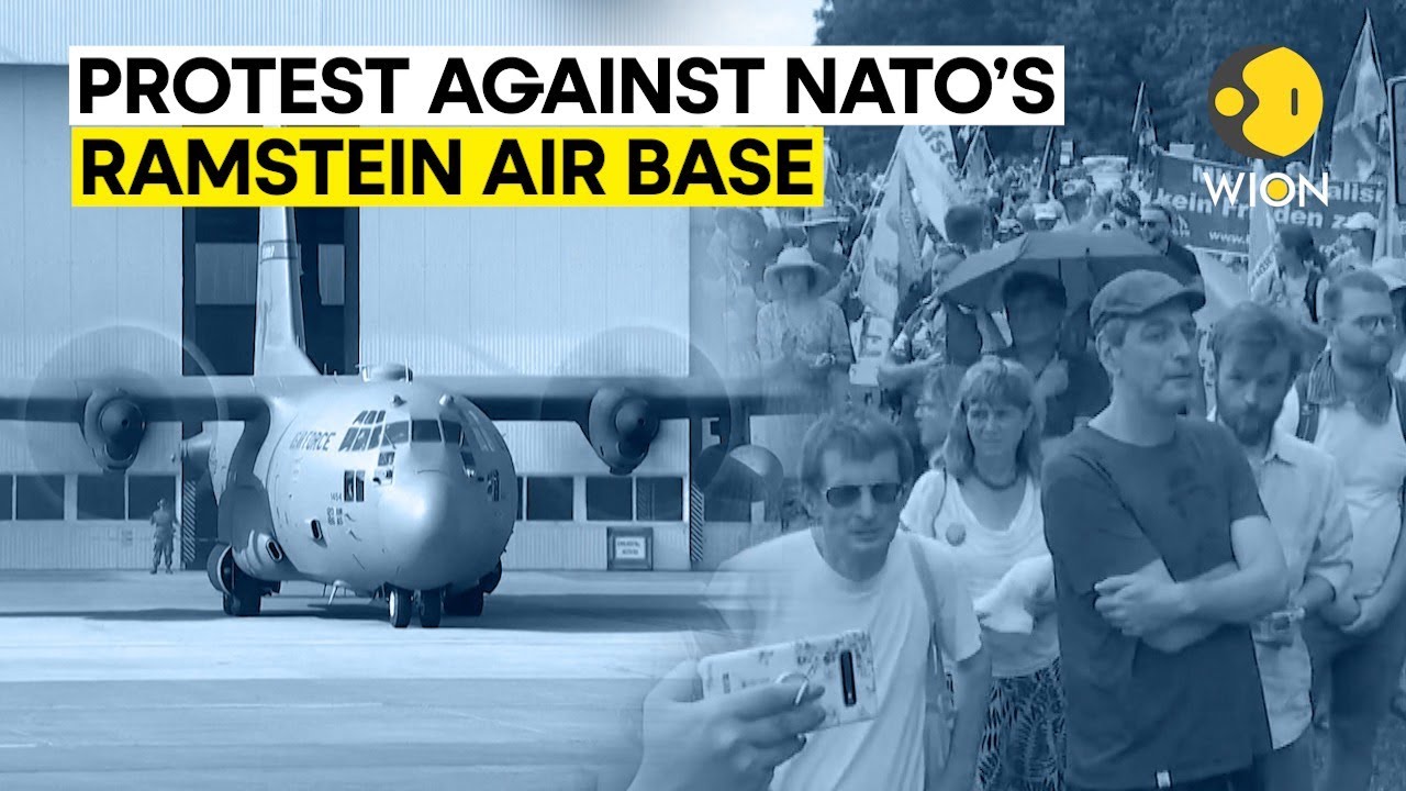 Why is NATO's Ramstein Air Base in Germany facing protest?