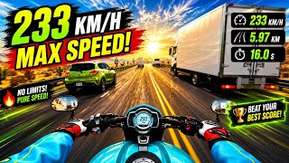 No Limits Pure Speed 🚀 max speed 233km😲 #trafficrider #bikegame #rider #hgame  screenshot 5