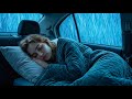 Rainy Night Inside a Cozy Vehicle While She Sleeps for Deep Relaxation