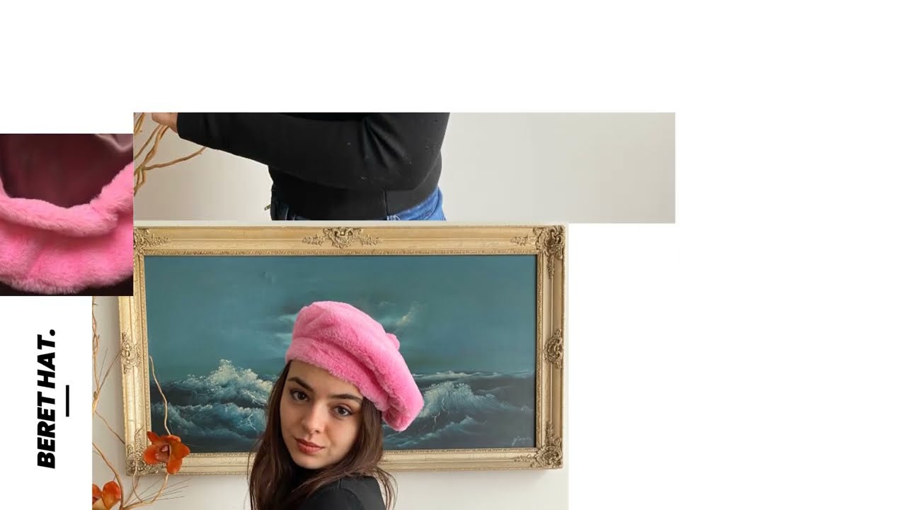 Handmade Pink Color Plush Beret Hat - Luxury Soft Warm Microfiber Fabric | By Favbrella