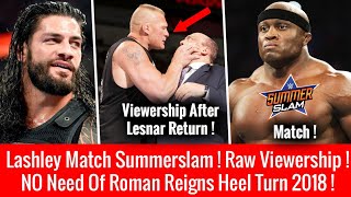 Raw Viewership After Lesnar Blast Roman Reigns Change Character Bobby Lashley Summerslam 2018