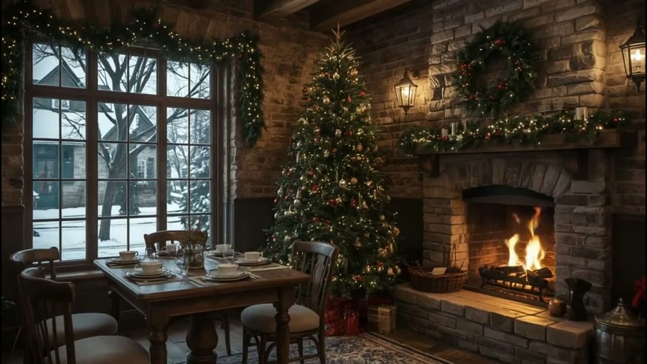 Winter Jazz Romance Music ❄️ Relaxing Jazz & Crackles Fireplace Sound for Relax & Work