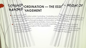 COORDINATION — THE ESSENCE OF MANAGEMENT