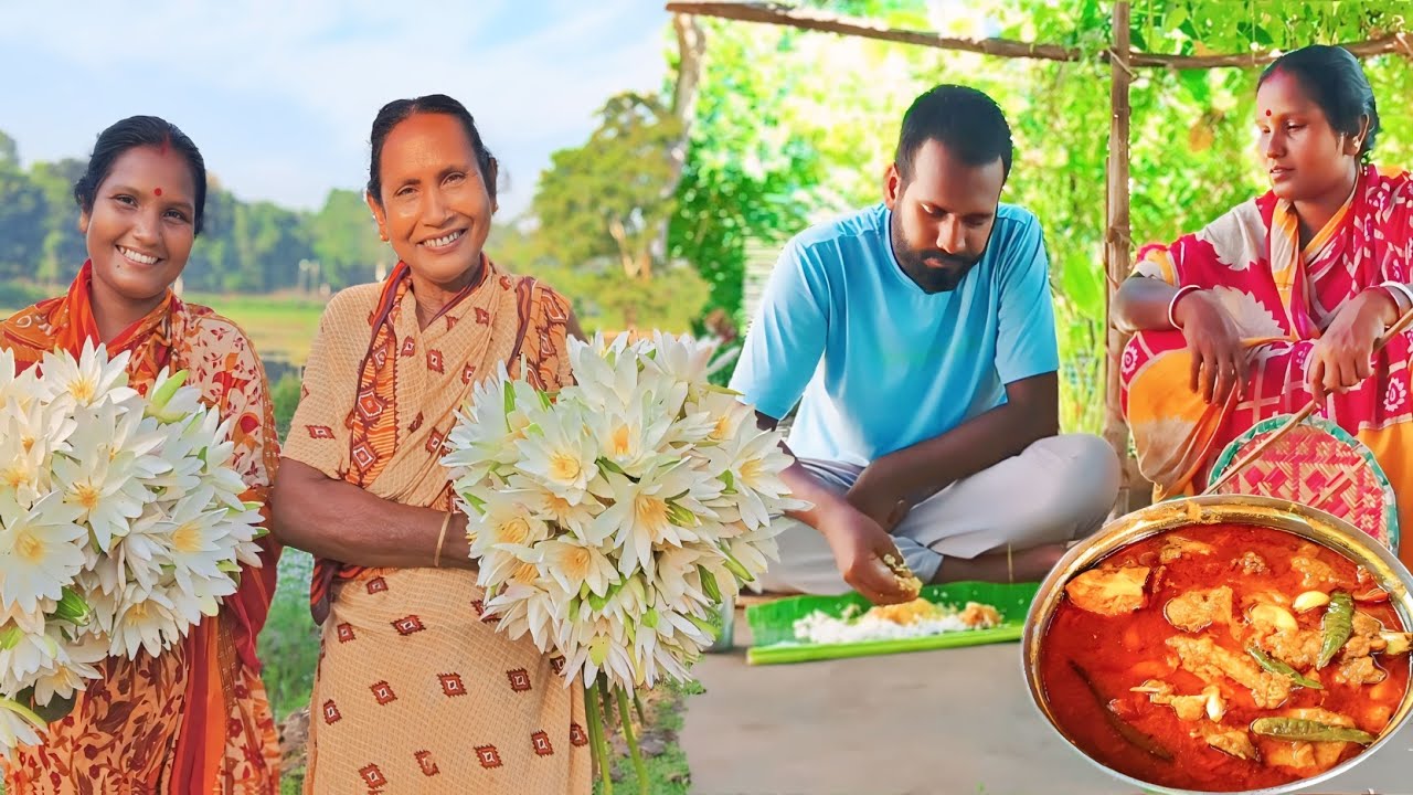 আজকে মা রান্না করলো চিকেন ভাপা সাথে শাপলা বটি 😋 জমিয়ে খেলাম | chicken 🍗 vapa curry recipe ❤️