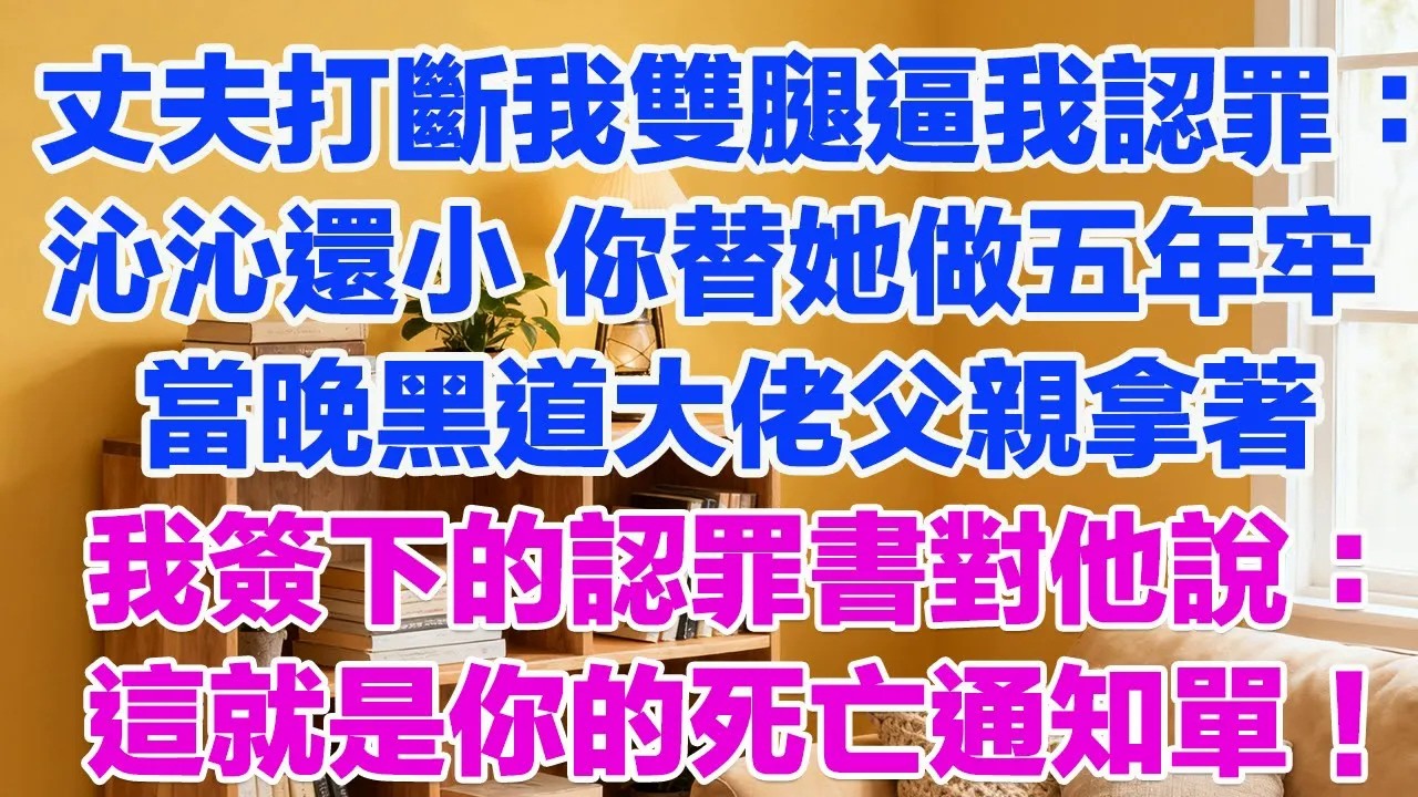 丈夫打斷我雙腿逼我簽下認罪書：沁沁還小，你替她做五年牢。當晚黑道大佬父親拿著我簽下的認罪書，對他說：這就是你的死亡通知單！#正能量 #故事分享 #生活經驗 #情感