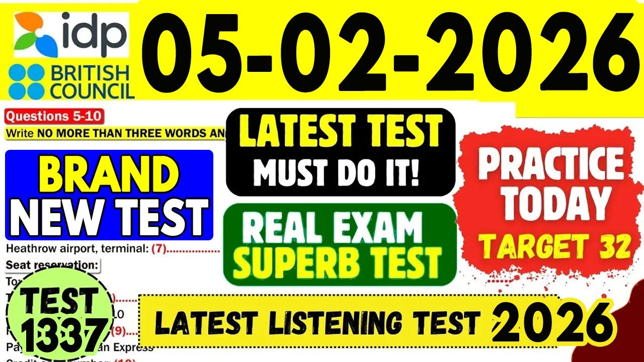 Практический тест IELTS по аудированию 2026 с ответами | 05.02.2026 | Тест № 1337