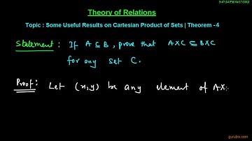 Some Useful Results on Cartesian Product of Sets Theorem   4  Theory of Relations  Math Lessons