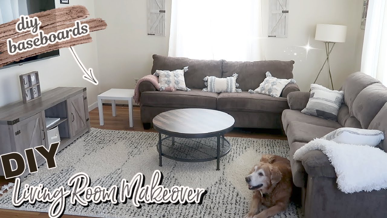 DIY LIVING ROOM MAKEOVER ON A BUDGET | LIVING ROOM MAKEOVER FARMHOUSE ...