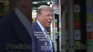 WATCH: President Trump arrives in Harlem to raucous cheers from crowd gathered outside bodega