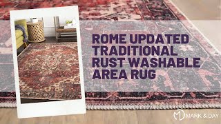 Rome Updated Traditional Rust Washable Area Rug
