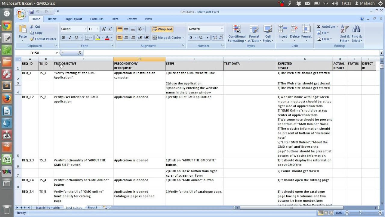 Sample Test Case Template Document Excel