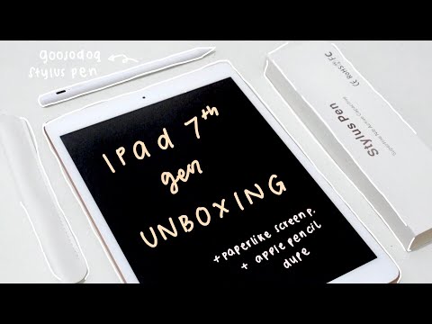 eng) iPad 7th gen 2019 unboxing + apple pencil dupe + paperlike screen protector ✨