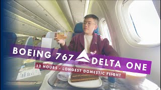 Delta Airlines 12 Hours DELTA ONE Business Class from New York to Honolulu on DL312 Boeing 767
