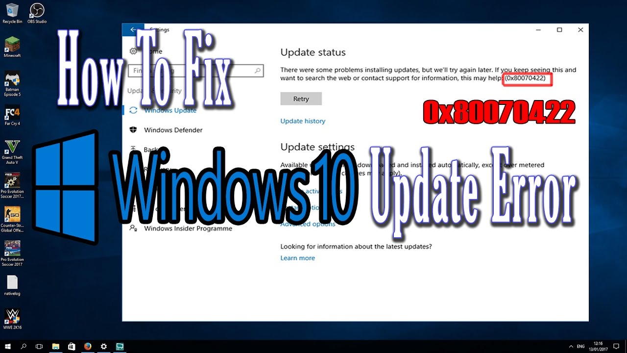 Error 0x80070422 Windows Update