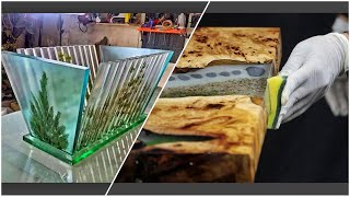 Epoxy Resin River Table of dry GRASS - Epoxy Resin Art