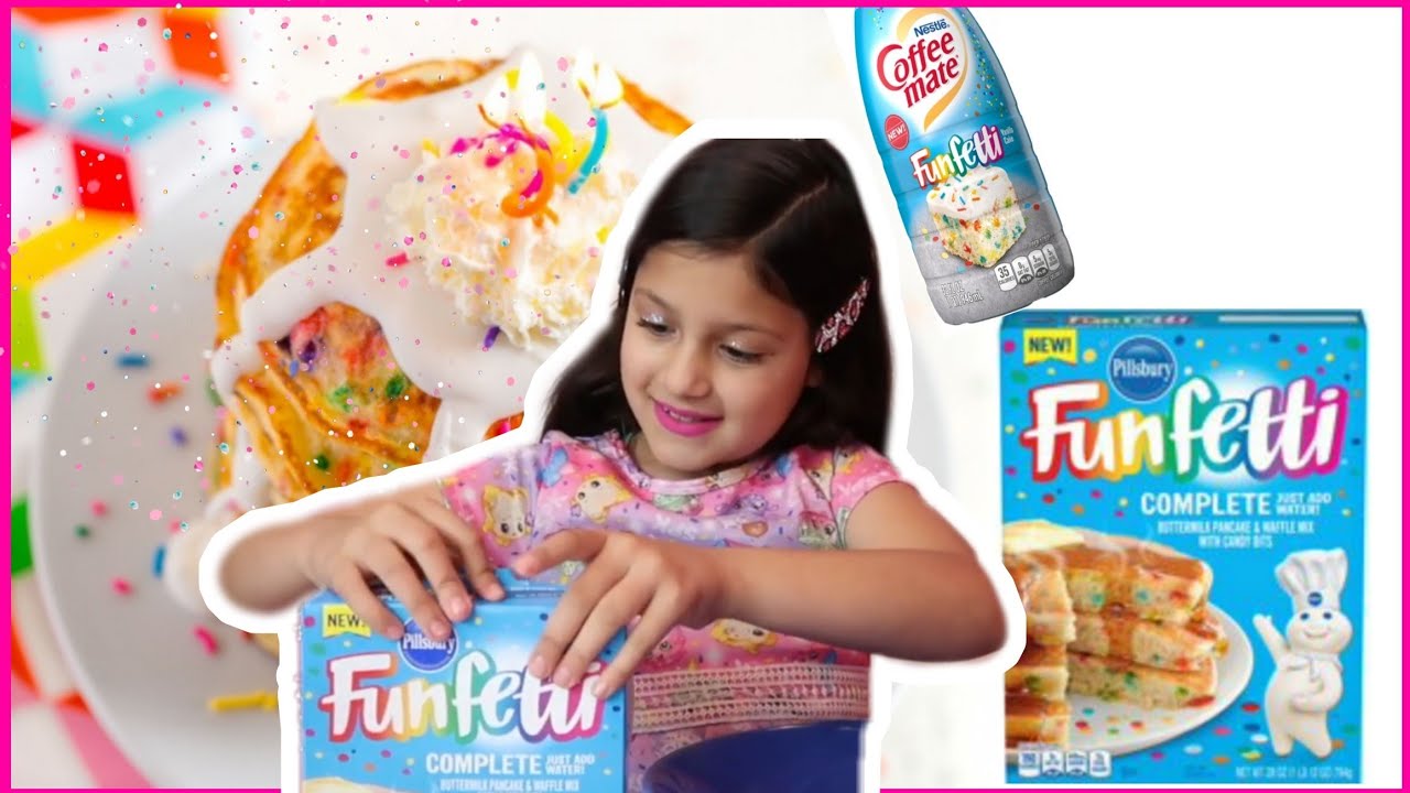 Trying New Funfetti Pancakes