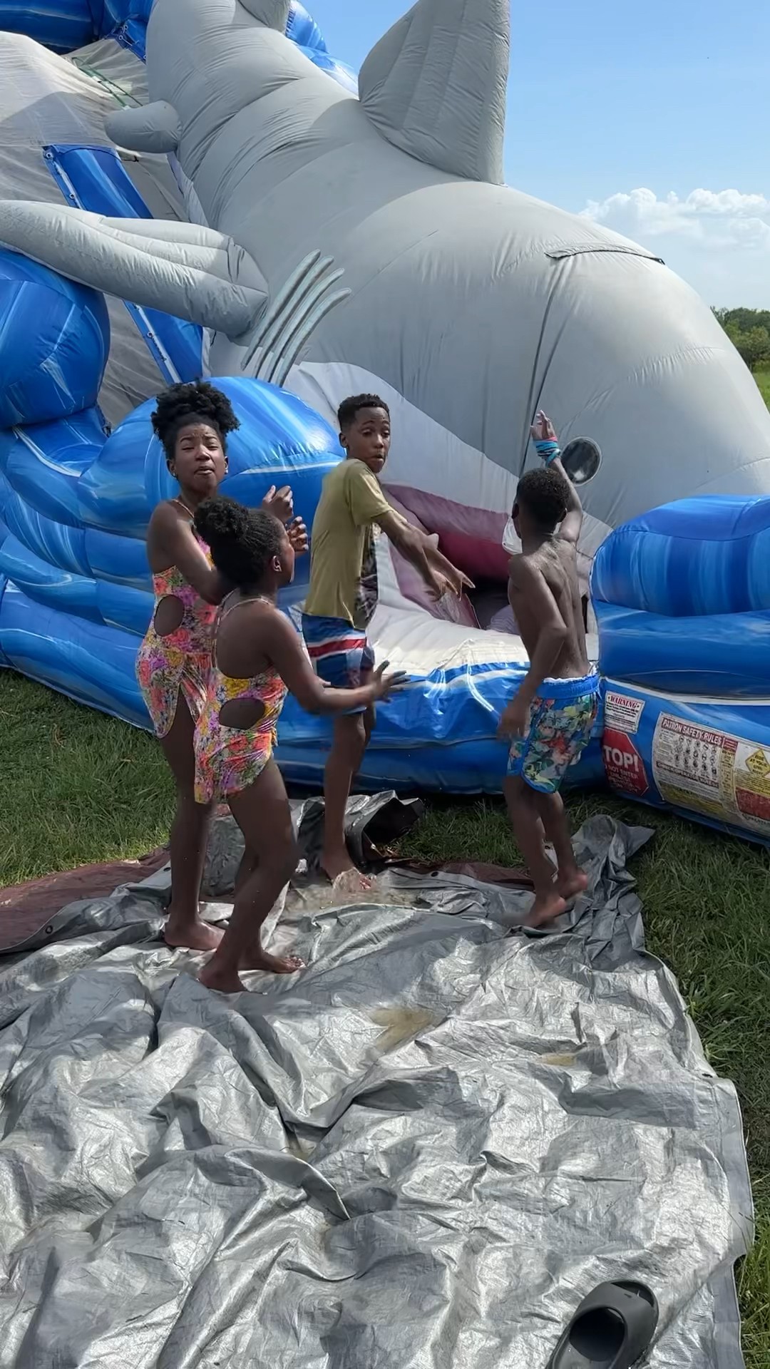 Big boy gets stuck inside waterslide and needs help #shorts