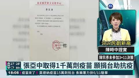 張亞中取得1千萬劑疫苗 願捐台助抗疫｜華視新聞 20210529 - 天天要聞