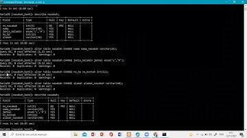 merubah database mysql menggunakan perintah alter table