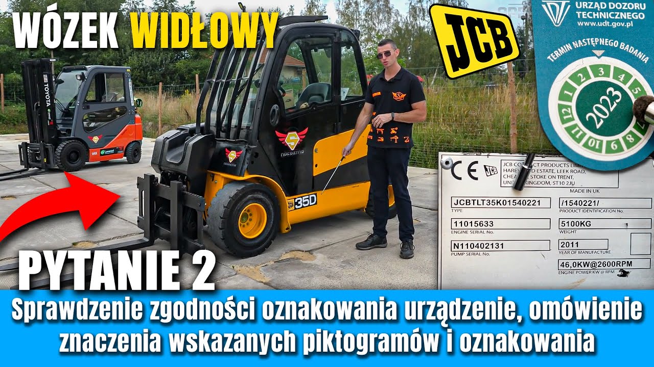 2| Sprawdzenie i omówienie piktogramów i oznakowania WÓZEK WIDŁOWY JCB