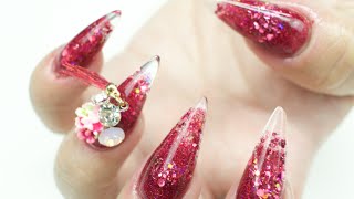 Glitter Stiletto Nails with Glass Tips (Ft. Tones Products) by Luciana McGee 29,573 views 7 years ago 10 minutes, 13 seconds