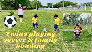 Twins playing soccer & family bonding|FilCan Twins