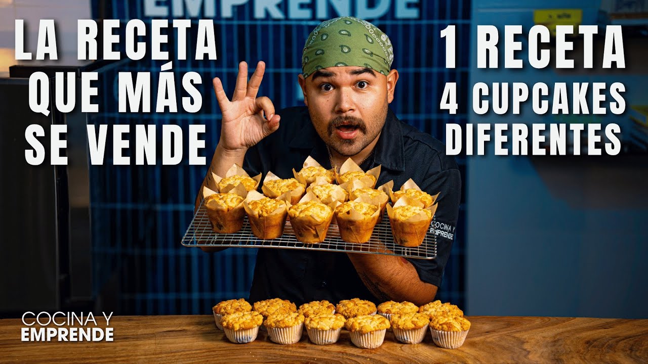 Receta de Cupcakes con Relleno de Frutas y Crumble para Negocio Paso a Paso