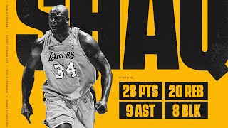 Greatest Lakers Games | Shaq's Near Quadruple Double (28 pts, 20 rebs, 9 ast, 8 blk)
