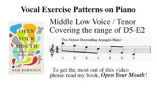 Vocalise: Two Octave Descending Major Arpeggio for Tenor | Piano Track | Open Your Mouth Series