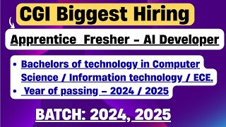 CGI Finally Biggest Hiring | AI Developer Apprentice | Off-Campus Drive 2025, 2024, 2023-2021 | Zoho